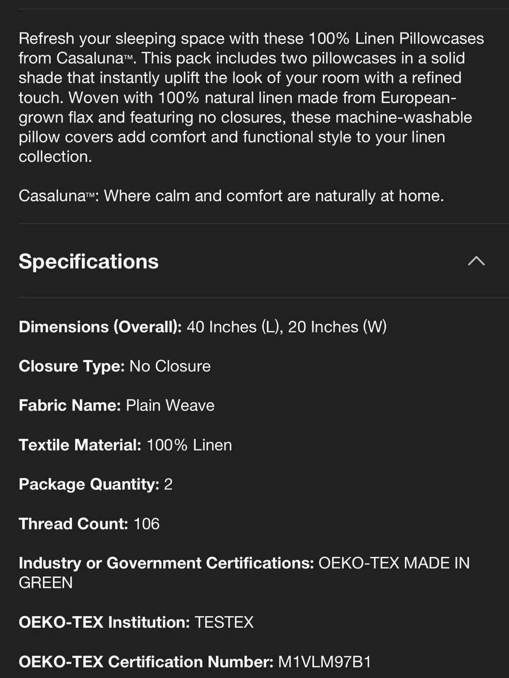 King 100% Linen Pillowcases Natural - Casaluna™